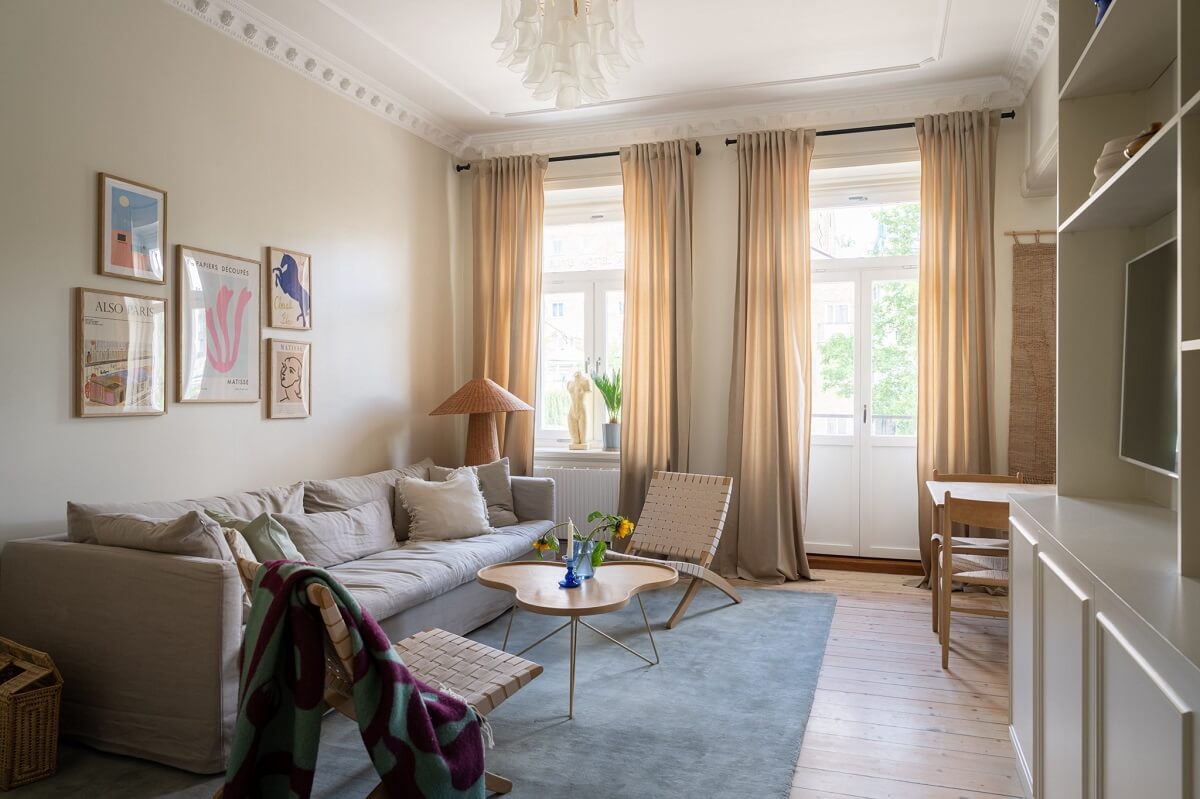 A Renovated Turn-of-the-Century Apartment with Two Bedrooms 1 serene scandi living room
