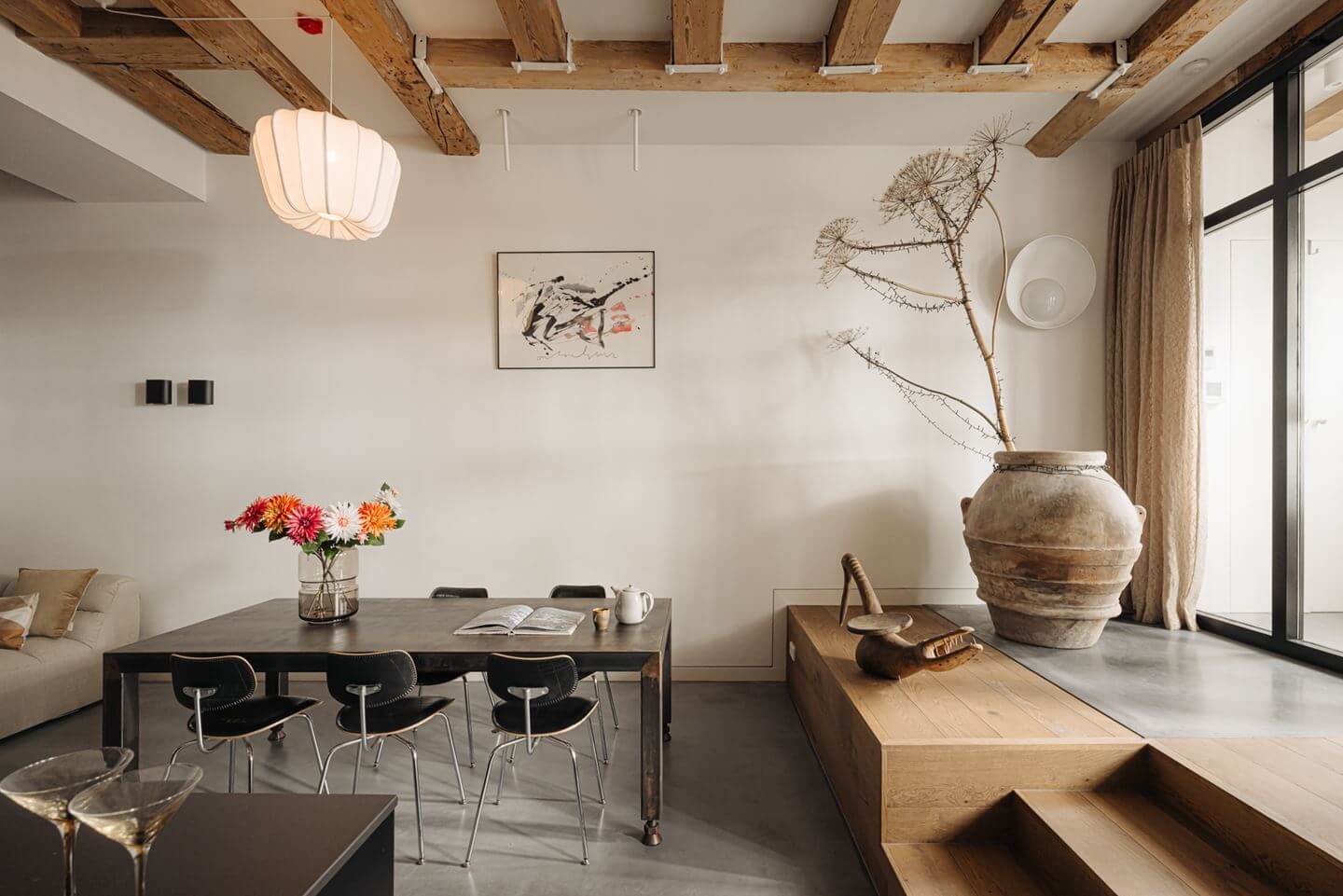 A Modern Apartment in an 18th Century Amsterdam Canal House 10 split level living space
