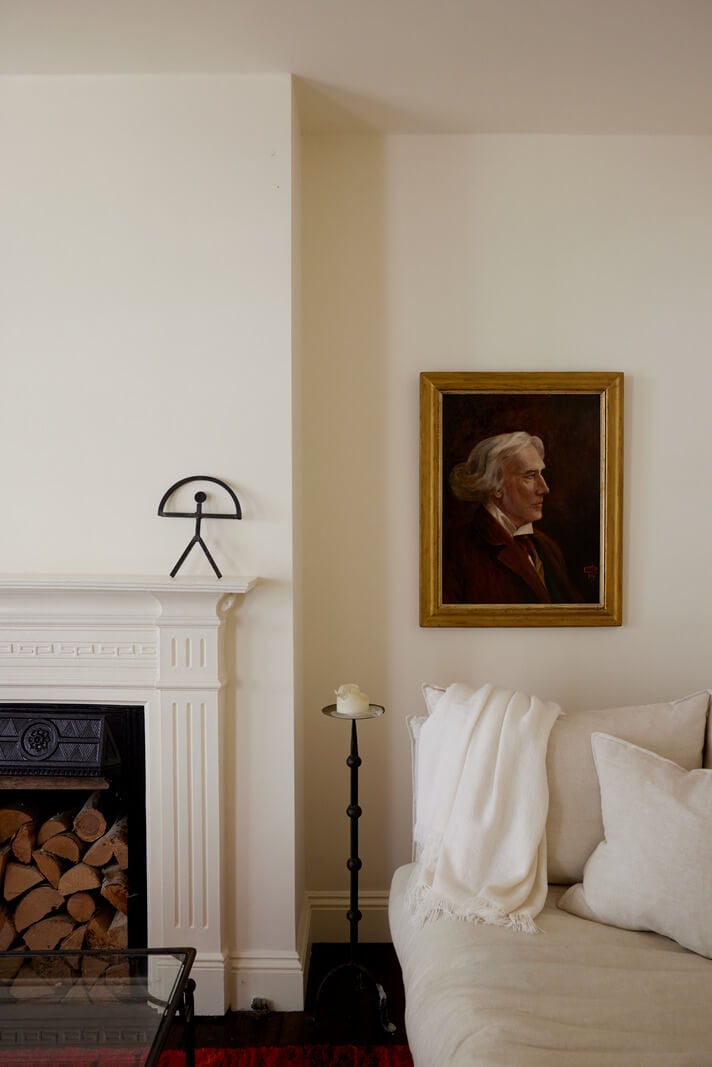 A Charming London House with an Ochre Yellow Bedroom 3 white living room detail