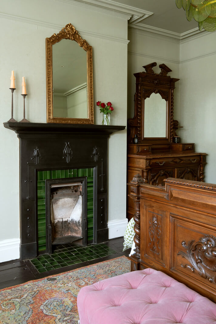 A Beautiful Edwardian House with Period Features 18 antique bedroom with black fireplace
