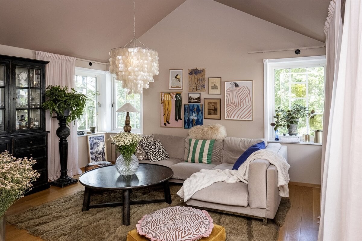 A White Swedish Villa with a Veranda and a Swimming Pool 8 attic living room