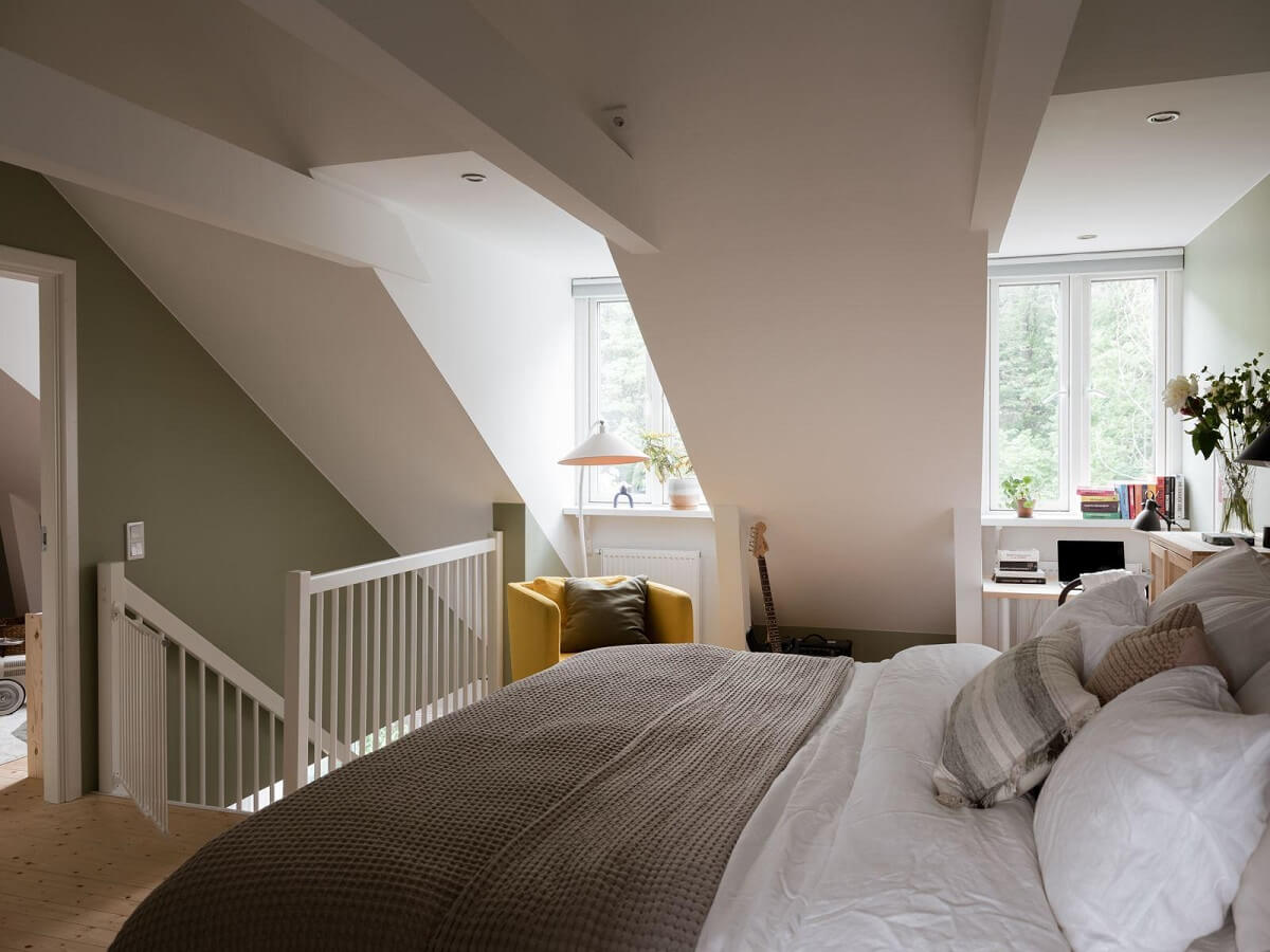 A Beautiful Renovated Maisonette Home with a Calm Color Palette 25 attic room bedroom
