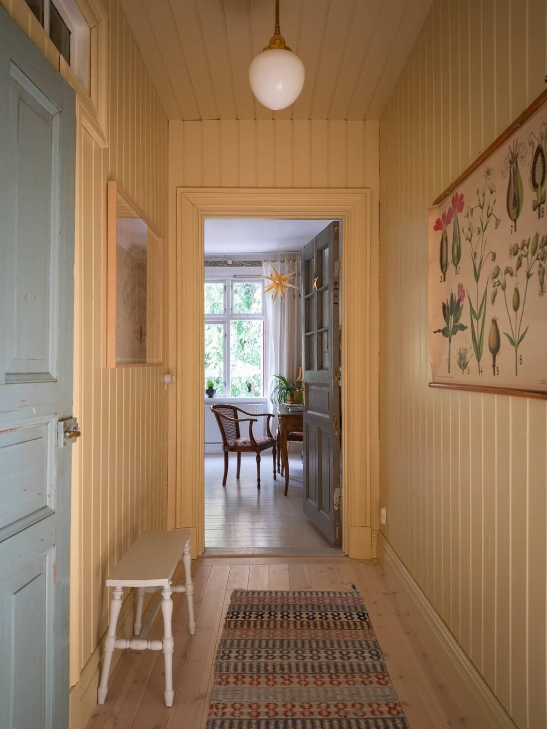 Charming Vintage Country Style in a Family Apartment in Sweden 16 butter yellow hallway