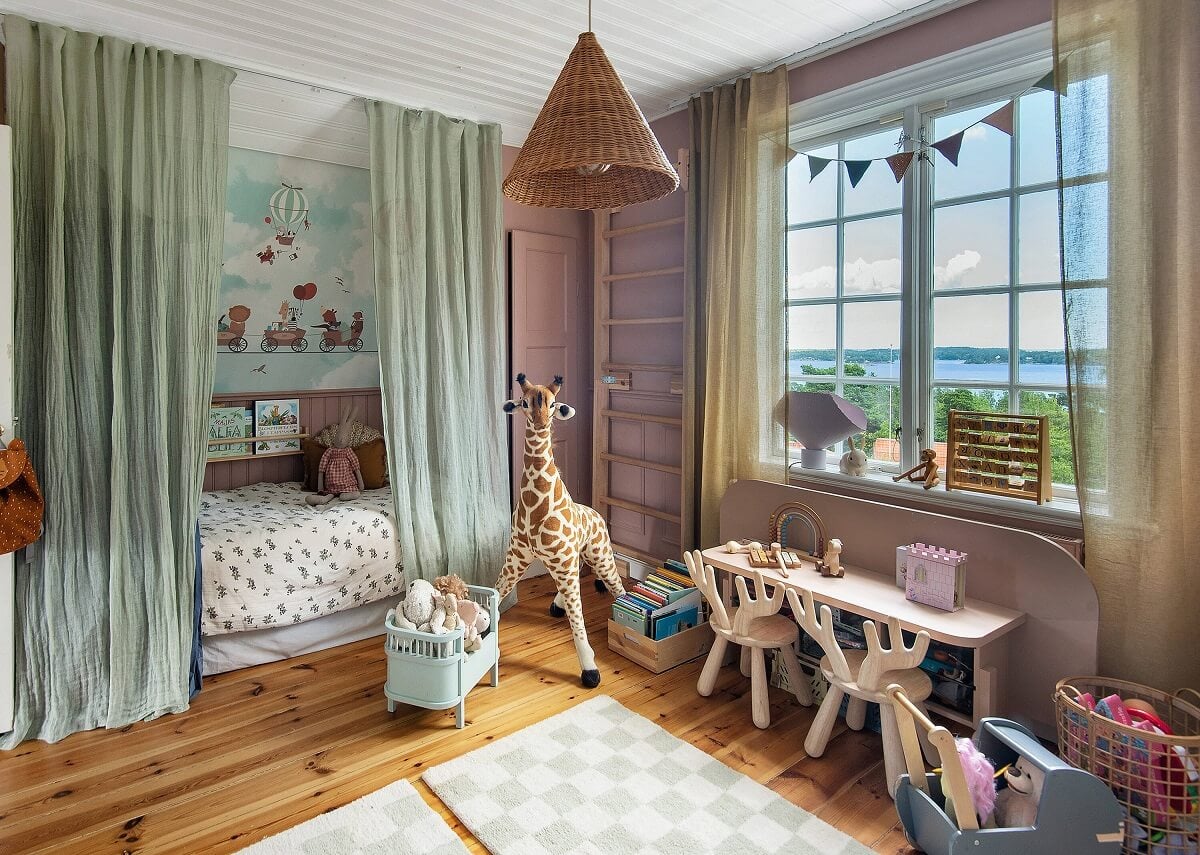 A Yellow Swedish Villa with Views of the Sea 18 childrens bedroom