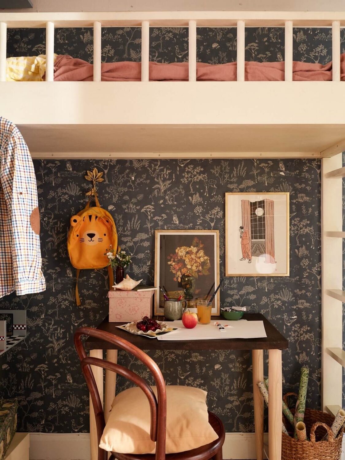 A Cozy 1920s Apartment with Original Details and Wallpaper 28 childrens room with loft bed and desk nordroom