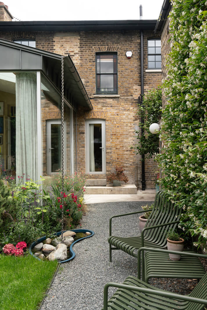 A Beautiful London Family Home with Colorful Accents 28 garden path