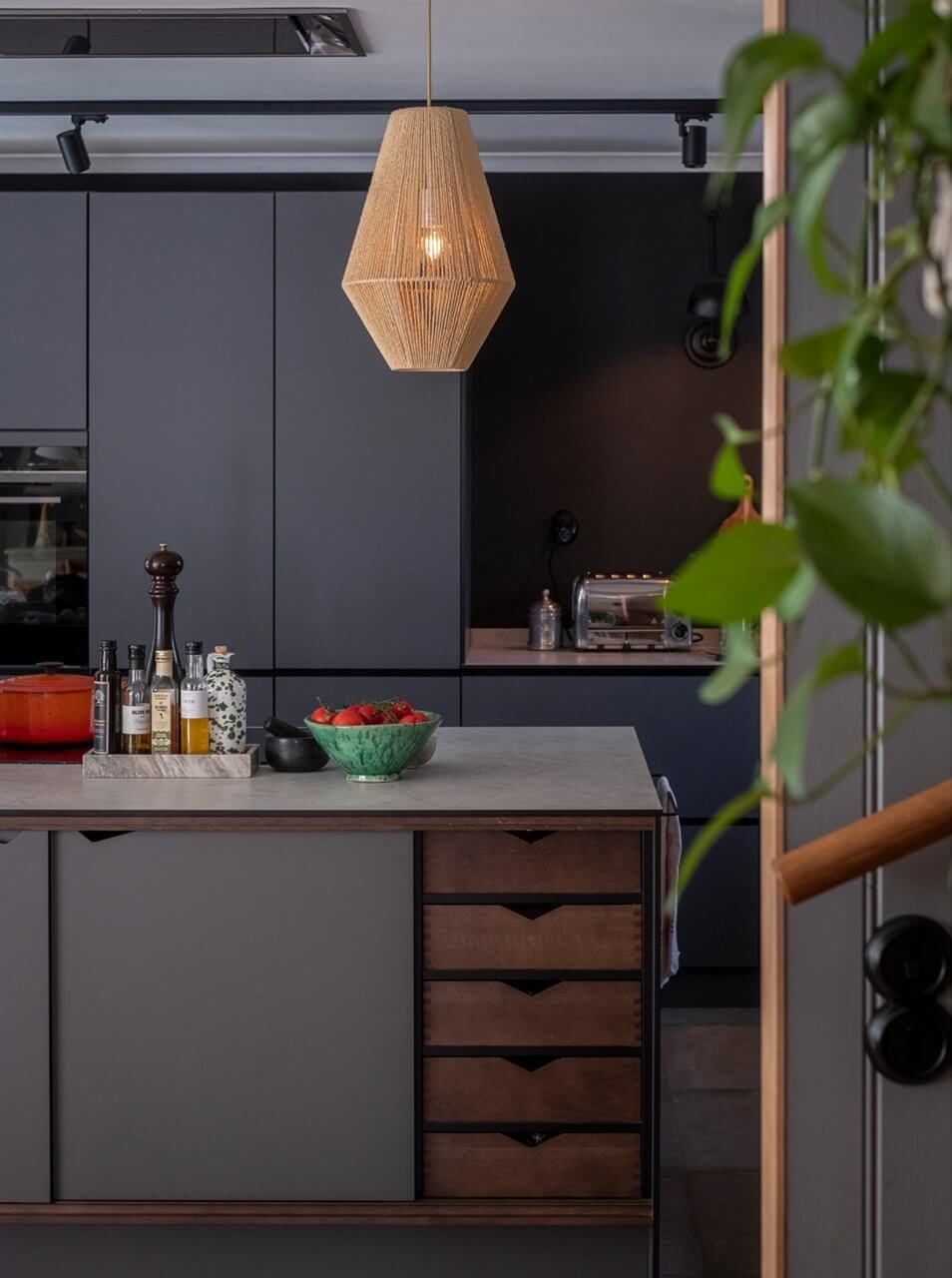 A White Swedish Villa with a Veranda and a Swimming Pool 5 kitchen island detail