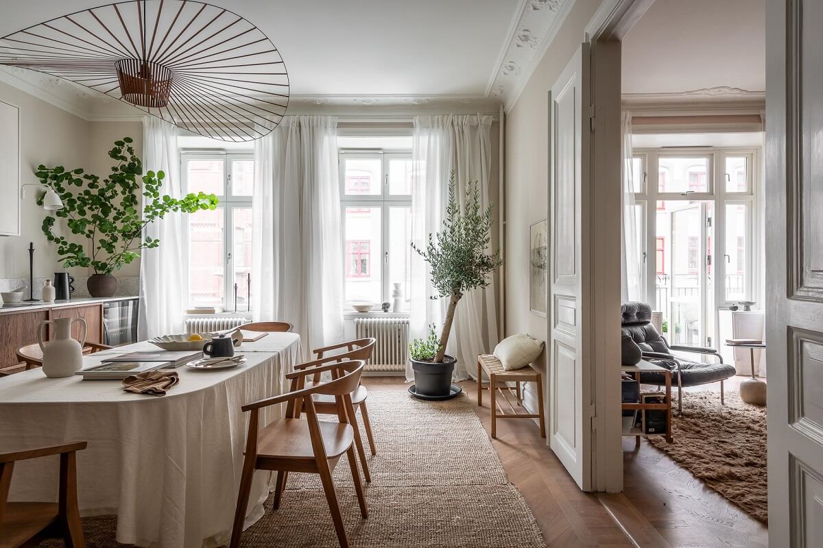A Spacious Renovated Apartment with a Light Pink Living Room 9 kitchen with double doors