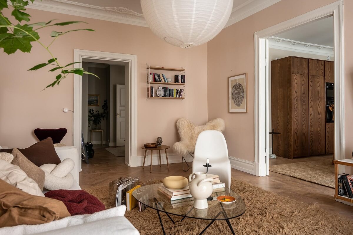 A Spacious Renovated Apartment with a Light Pink Living Room 7 light pink living room