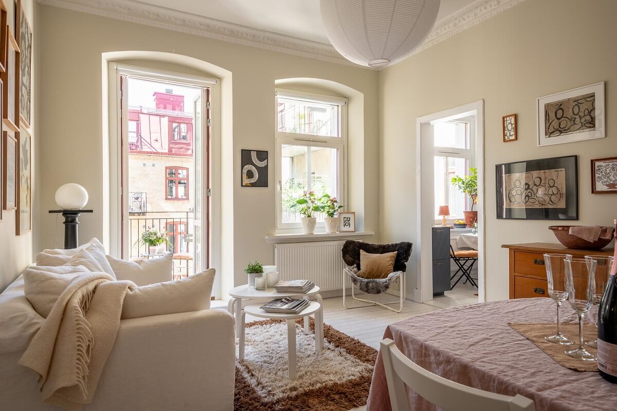 Warm, Neutral Colors in a Lovely Swedish Apartment 4 living room beige walls nordroom
