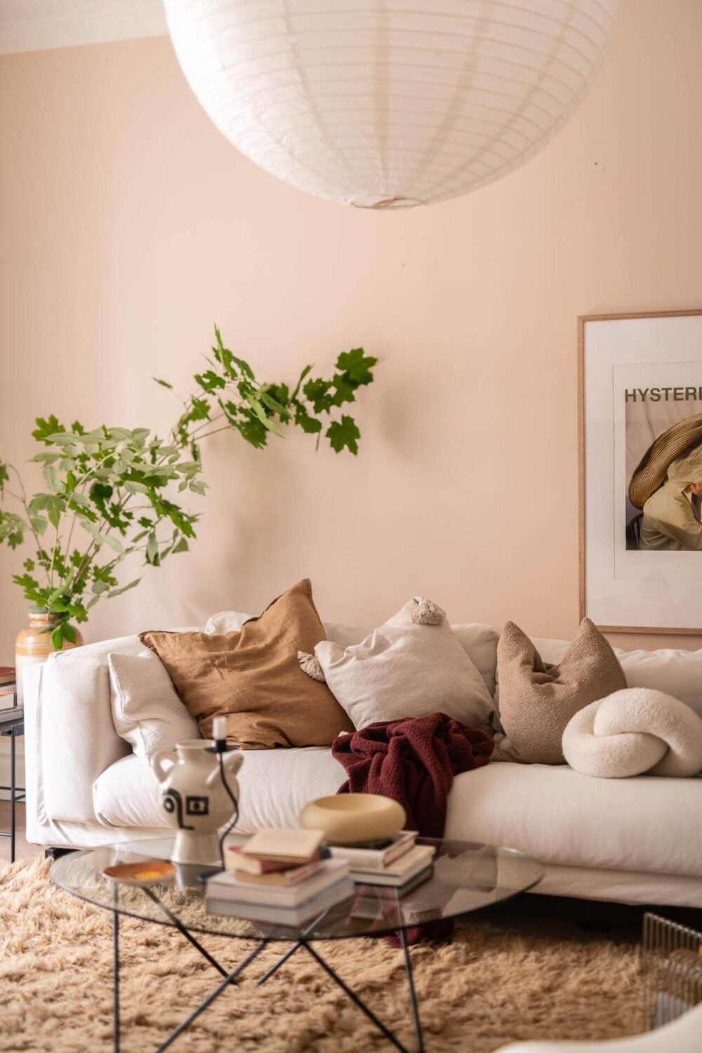 A Spacious Renovated Apartment with a Light Pink Living Room 4 living room detail