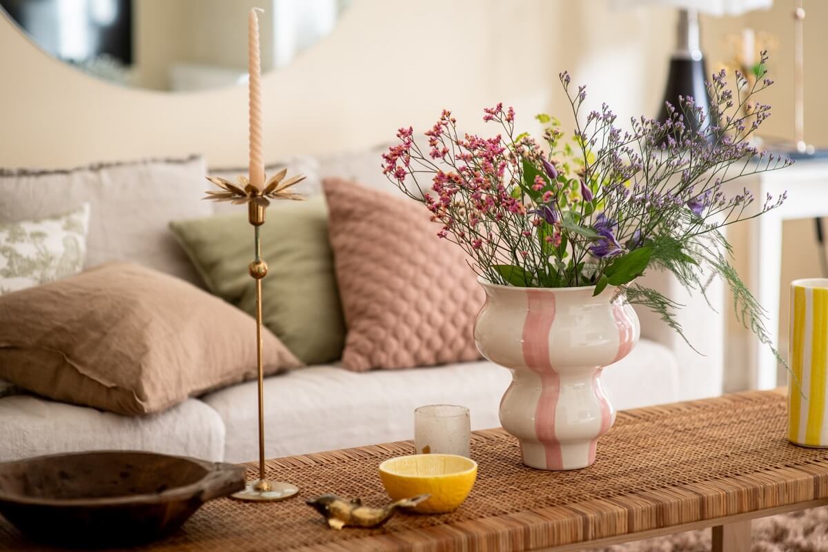 A Scandinavian Apartment with a Pale Yellow Living Room 7 living room detail