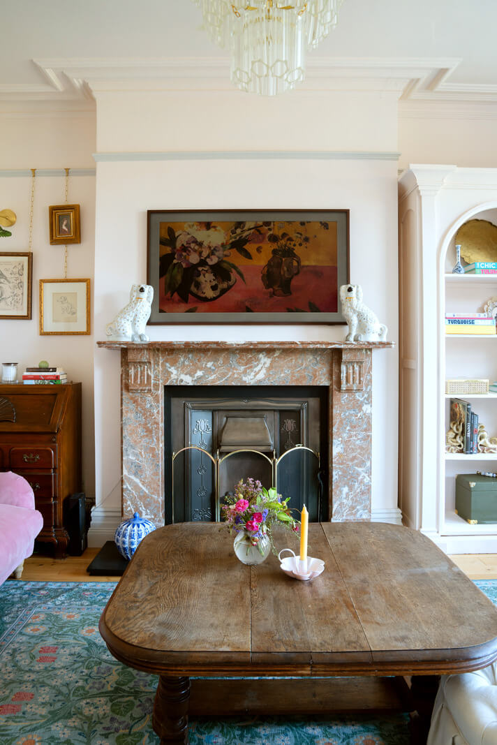 A Beautiful Edwardian House with Period Features 4 living room with fireplace