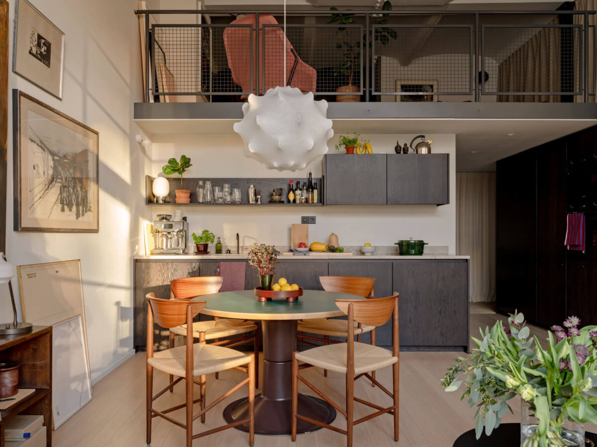 A Monochrome Loft with High Ceilings and Art 26 loft kitchen sunlight