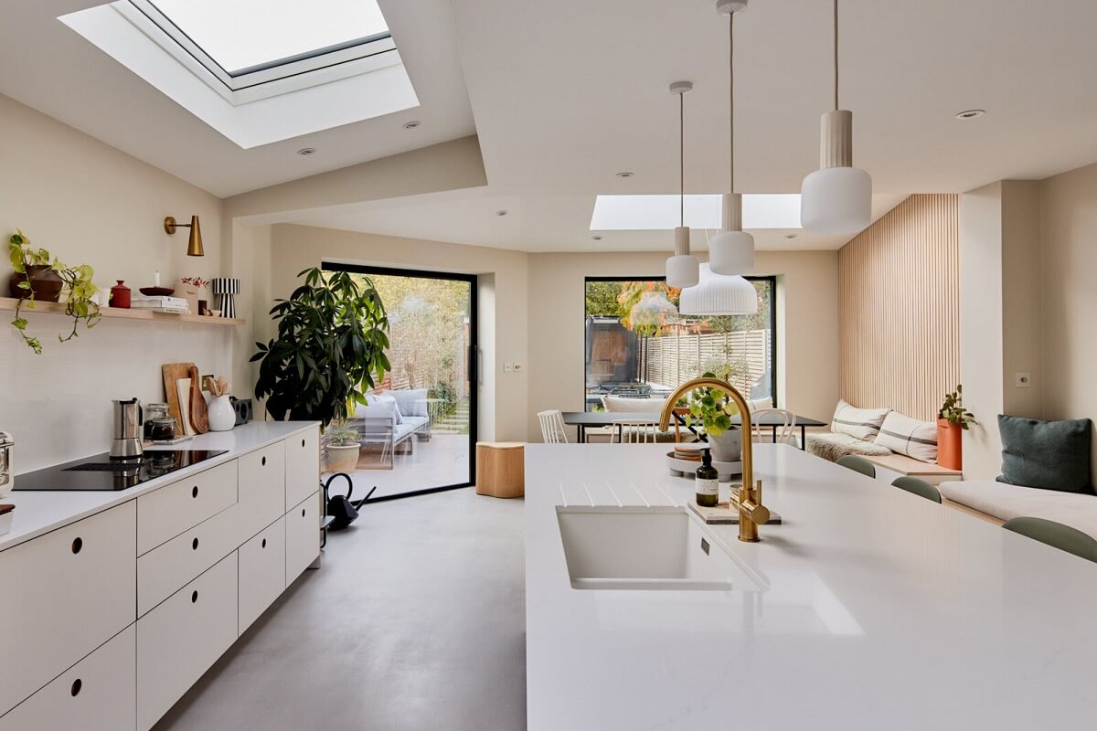 Light and Modern Spaces in an Award-Winning London House 8 modern kitchen extension with skylights nordroom