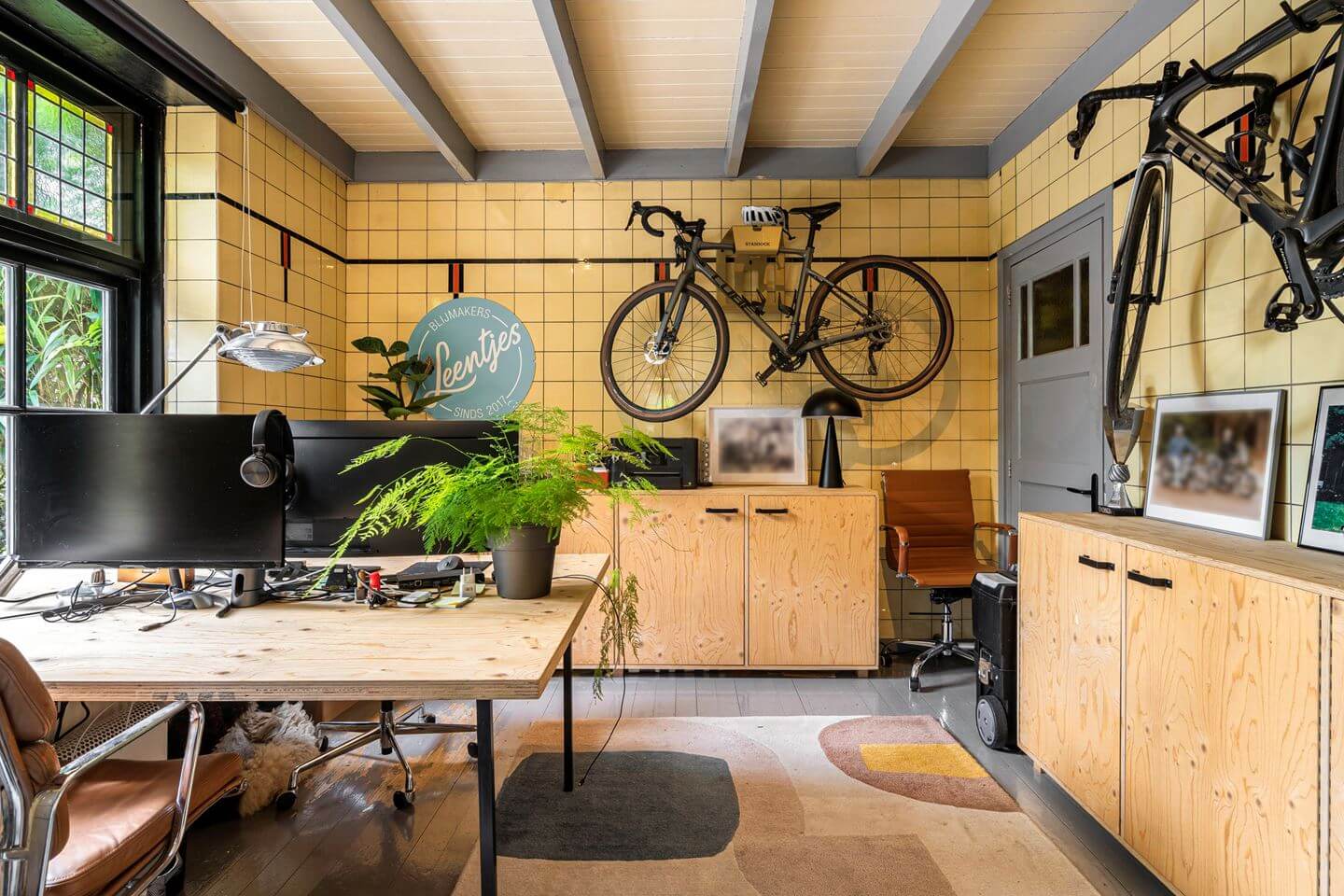 An Old Smokehouse Transformed Into a Modern Industrial Home 16 office space former industrial building