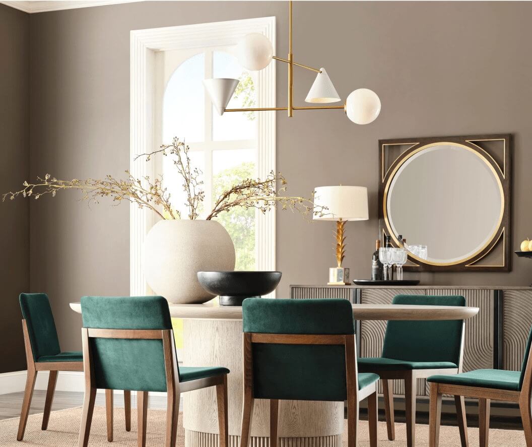 Sherwin-Williams Color Trends Forecast 2025 17 sherwin williams warm stone dining room Sherwin-Williams Color Trends Forecast 2025