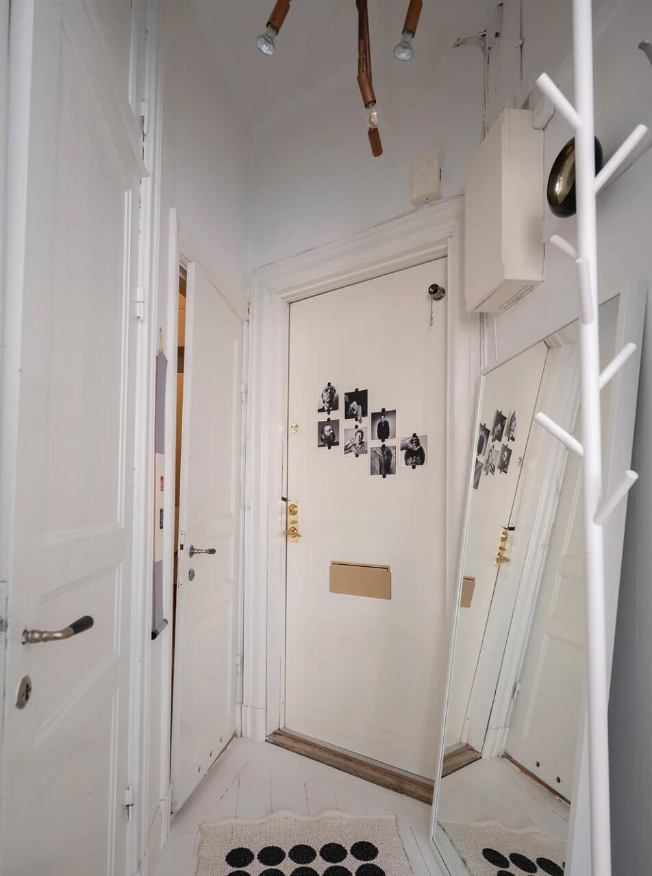 A Small Bright Scandinavian Studio Apartment 13 small white hallway A Small Bright Scandinavian Studio Apartment