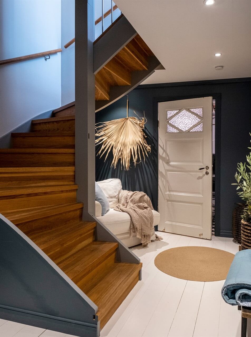 A White Swedish Villa with a Veranda and a Swimming Pool 12 staircase