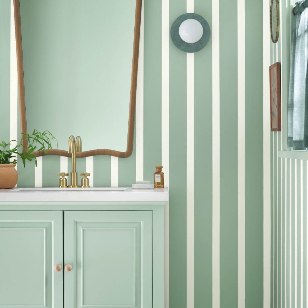 HGTV Home by Sherwin-Williams Color of the Year 2025: Quietude 8 striped walls