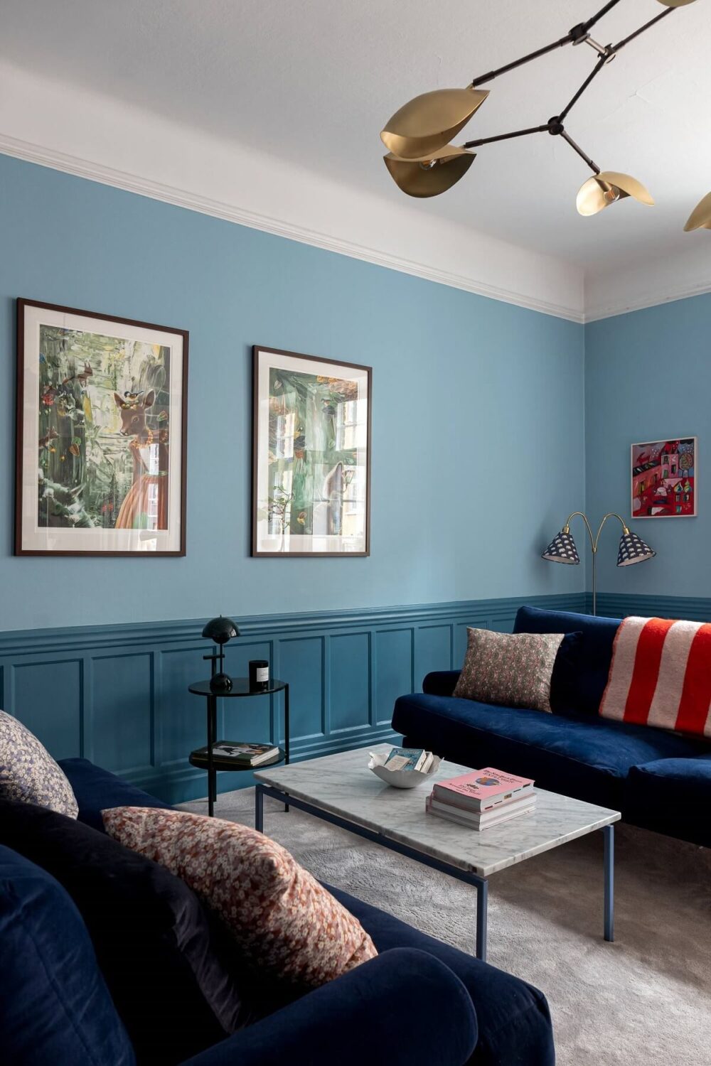 A Classic Apartment with a Blue Living Room 4 two tone blue living room nordroom
