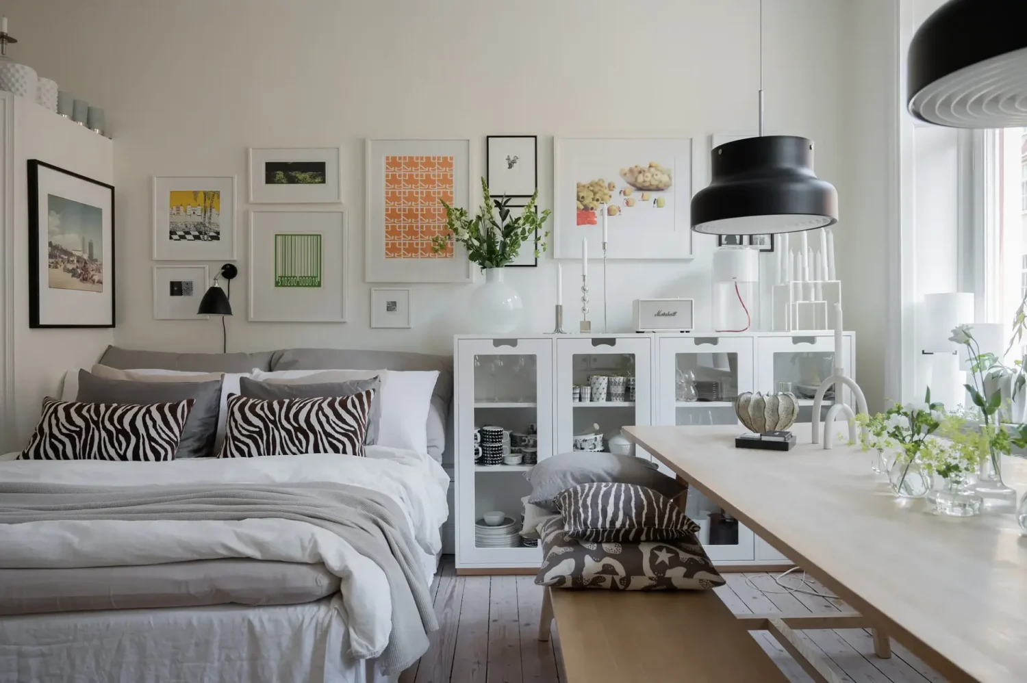 A Small Bright Scandinavian Studio Apartment 3 white studio apartment with art nordroom