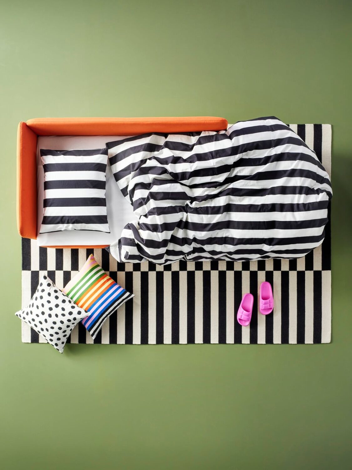 Discover IKEA's October Collection Inspired by Swedish Crafts 20 IKEA_LINDAKRA so2 sofa bed with striped bedding