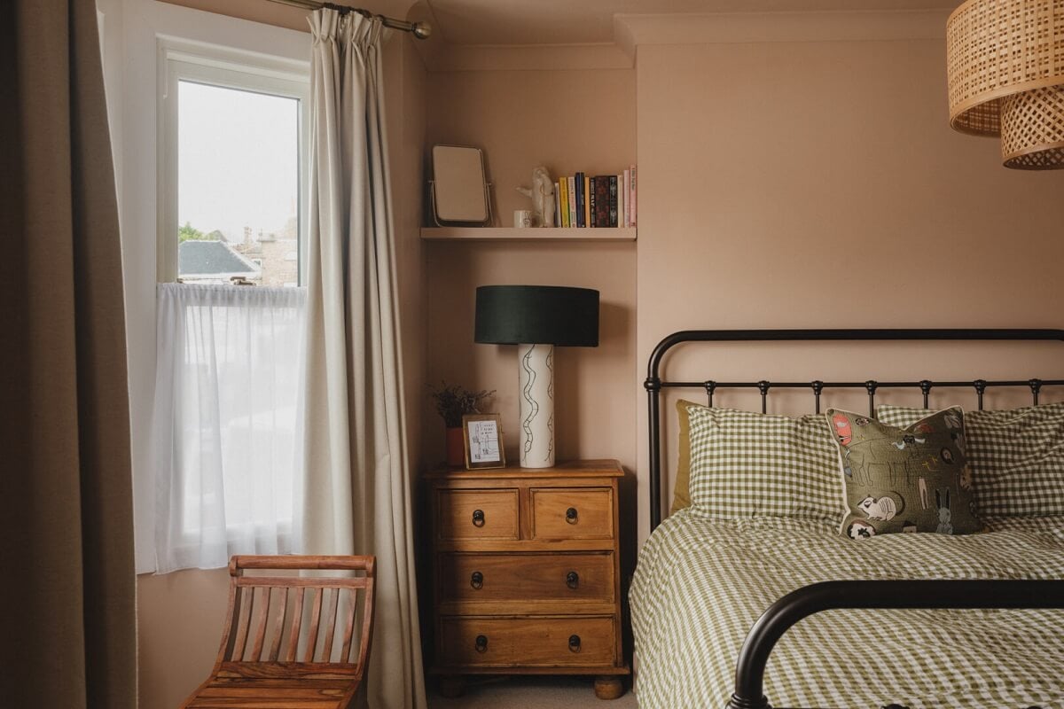 A Charming Victorian House with a Lovely Kitchen 13 bedroom with wooden nightstand