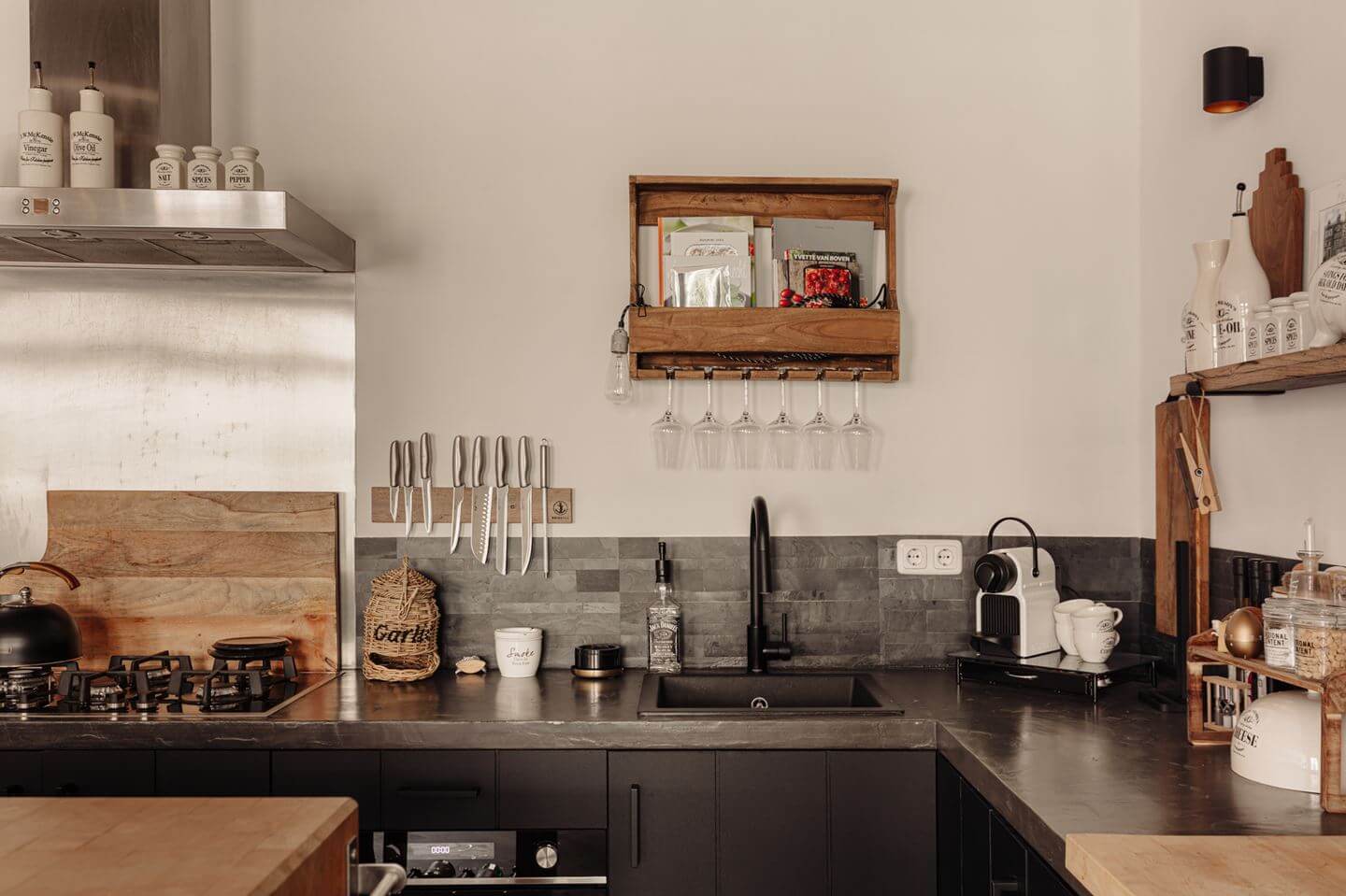 A Charming Apartment in a Historic Canal House 8 black kitchen