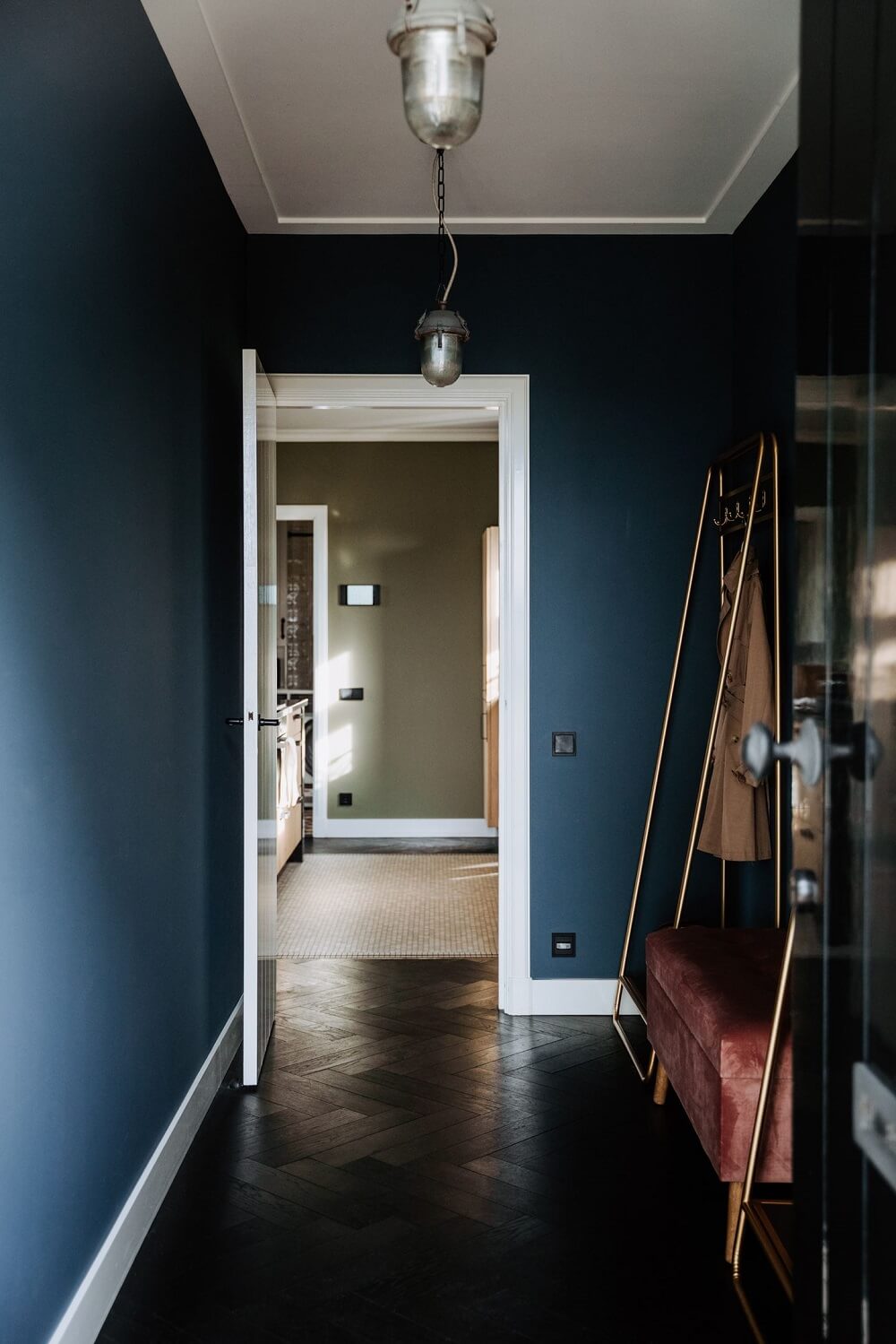 Historic Charm in a New Country House in The Netherlands 17 dark blue hallway