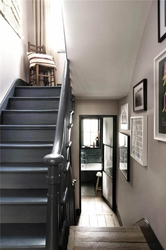 A Stylish Two Bedroom Maisonette in London 16 dark gray staircase