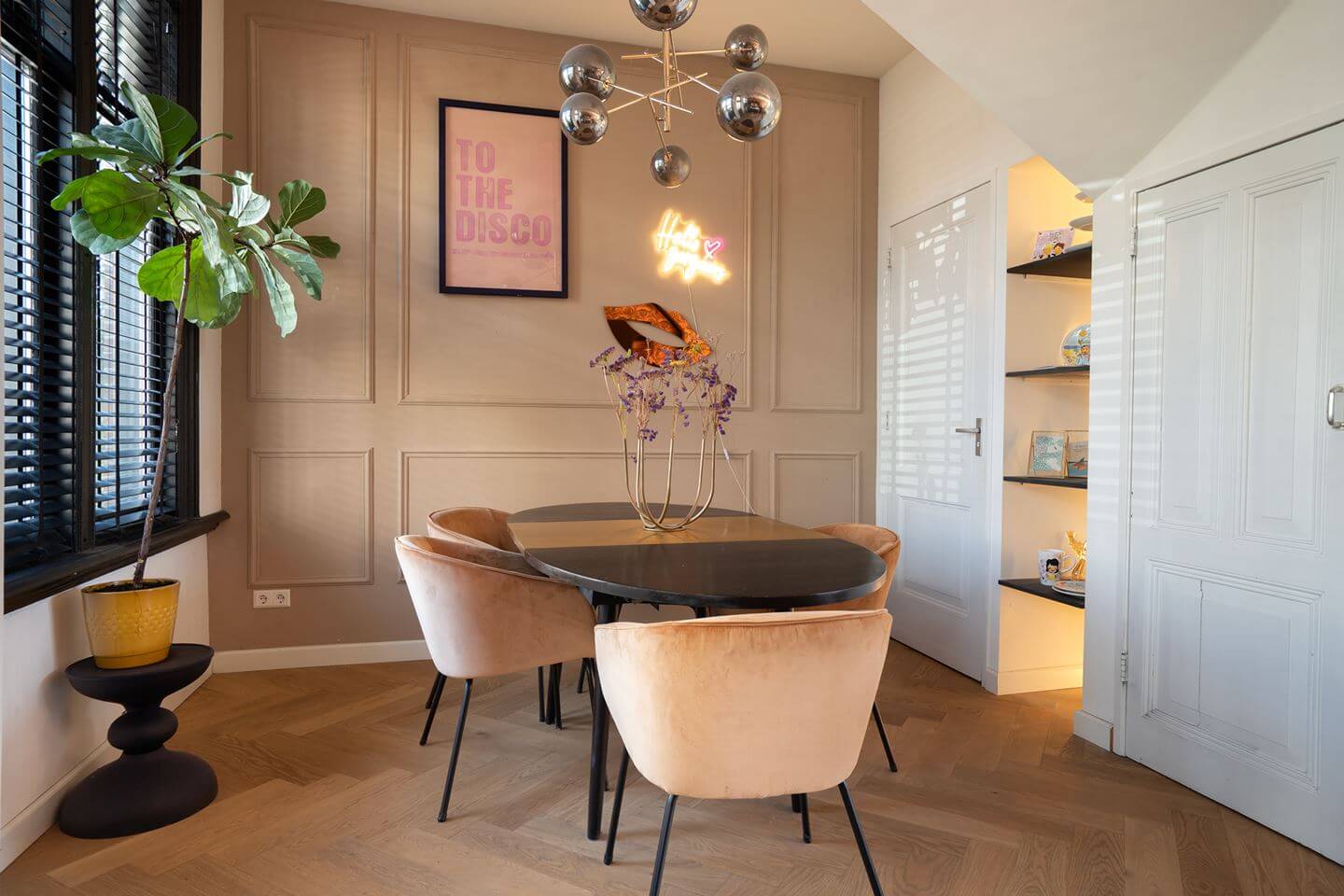 Rich Colors in a Charming Late 19th-Century Home in The Netherlands 12 dining room velvet chairs nordroom