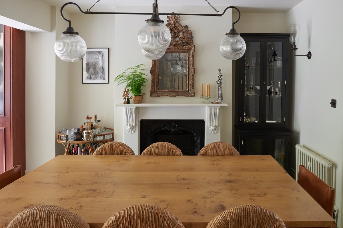 A Luxurious Two-Bedroom Maisonette in Primrose Hill 6 dining room with fireplace