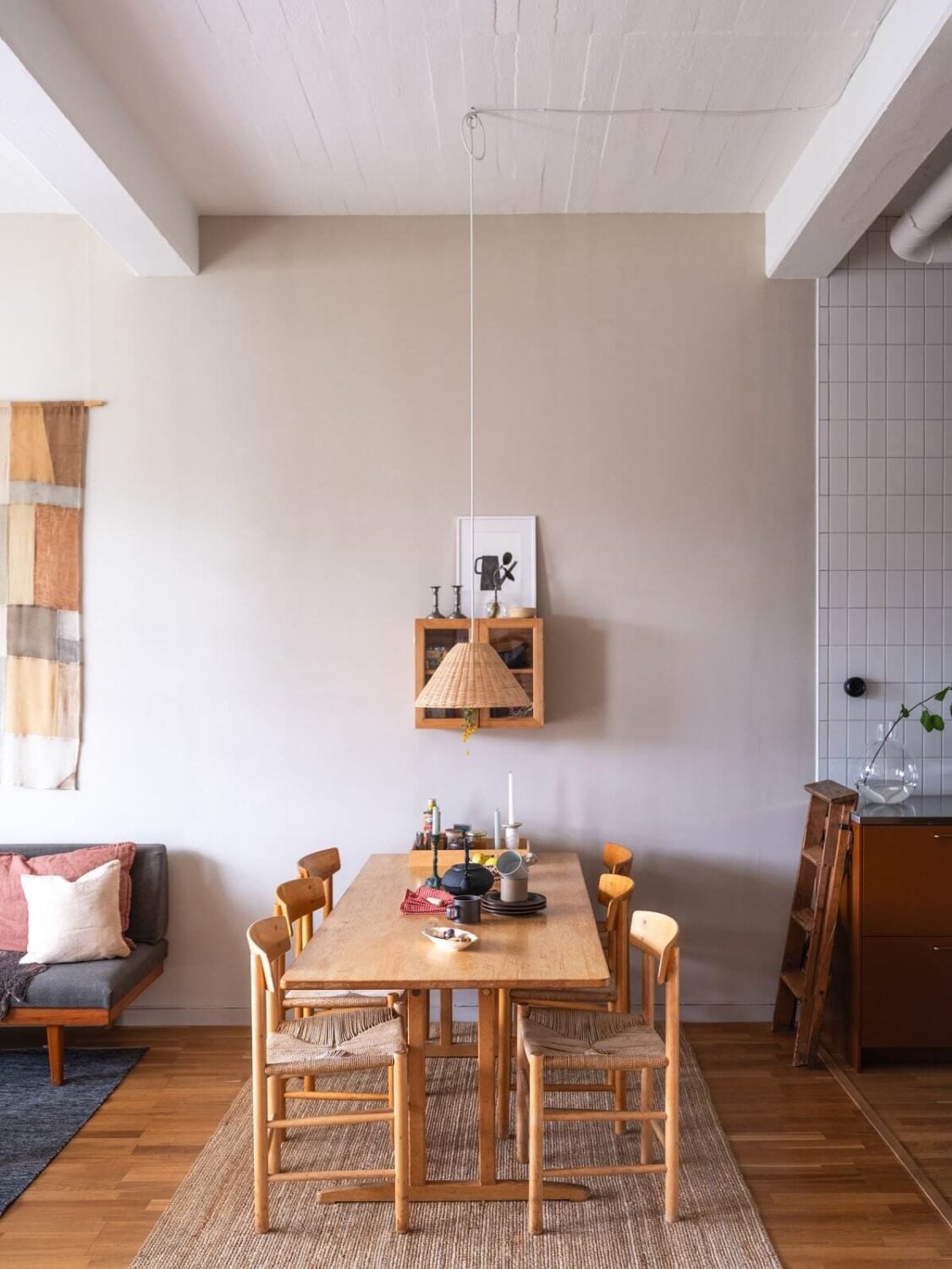 A Scandinavian Family Apartment with a Rusty Red Kitchen 5 dining space open plan living room
