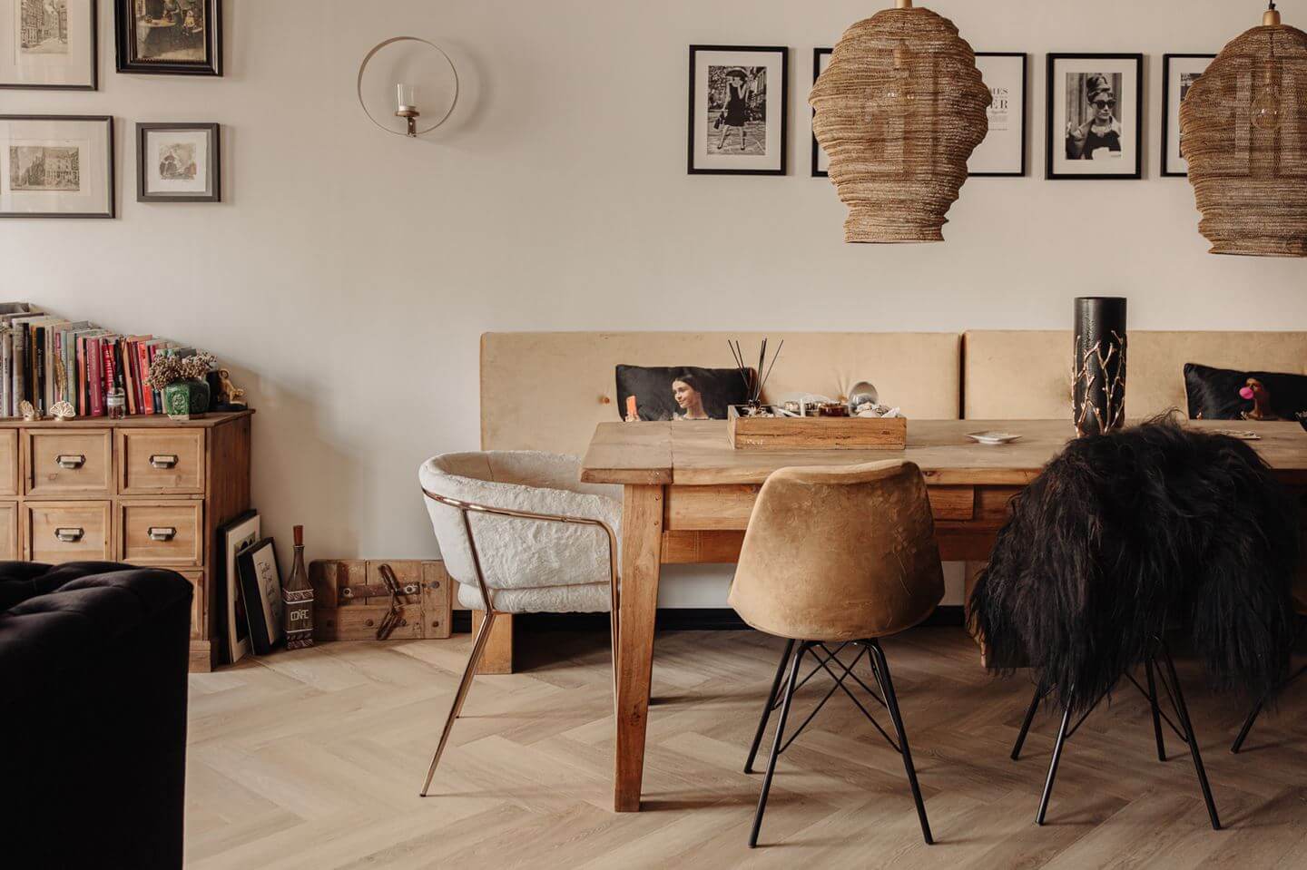 A Charming Apartment in a Historic Canal House 5 dining space with bench