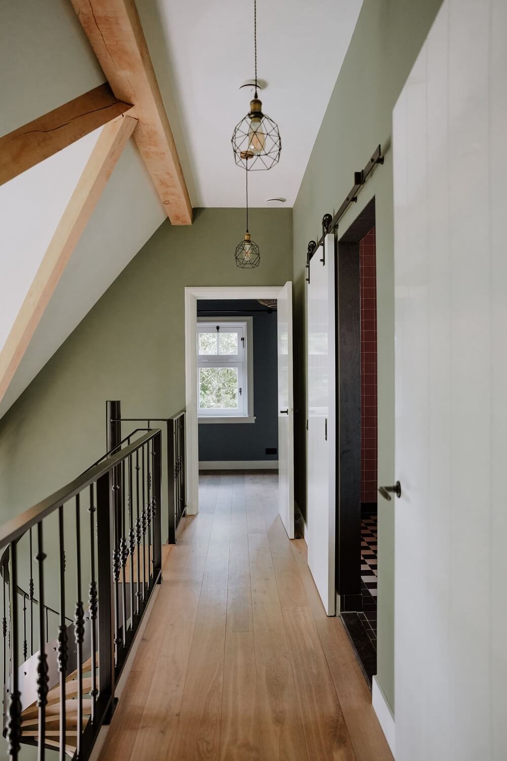 Historic Charm in a New Country House in The Netherlands 18 first floor landing with green walls