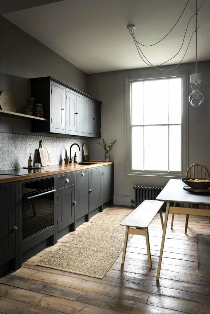 A Stylish Two Bedroom Maisonette in London 7 gray kitchen with wooden floor