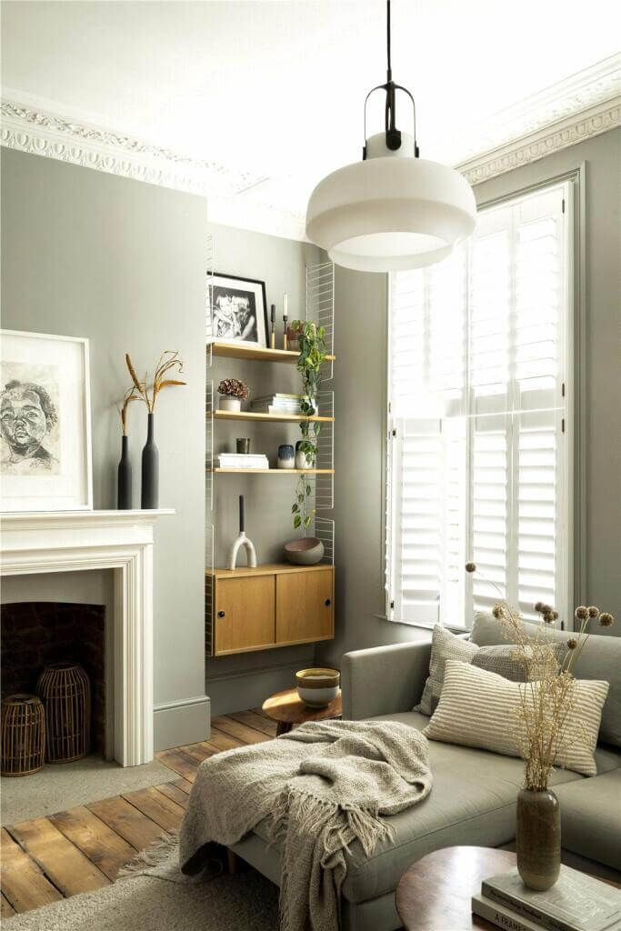 Best of 2024: Living Rooms 36 gray living room with fireplace and wooden floor