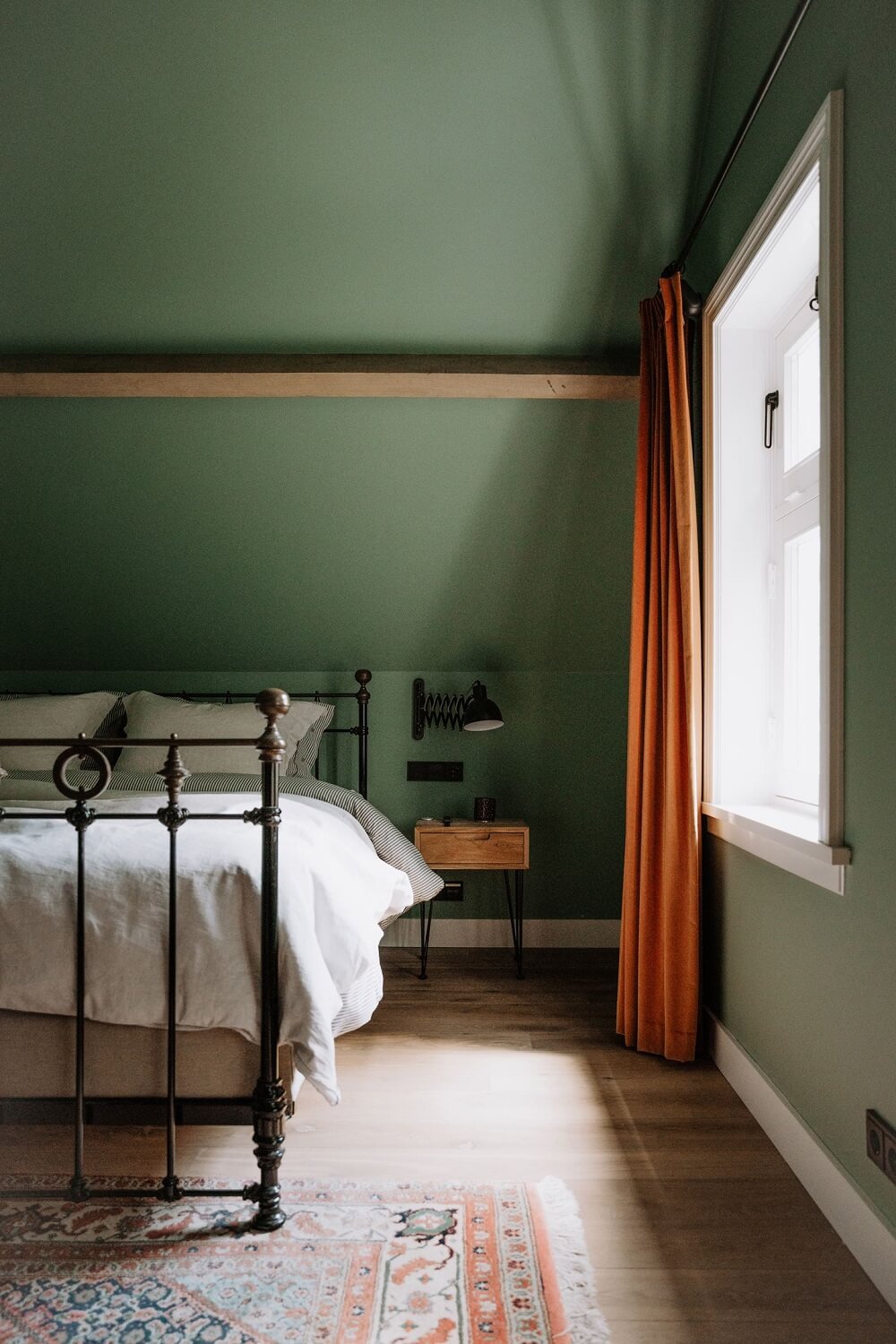 Historic Charm in a New Country House in The Netherlands 19 green bedroom walls high ceiling