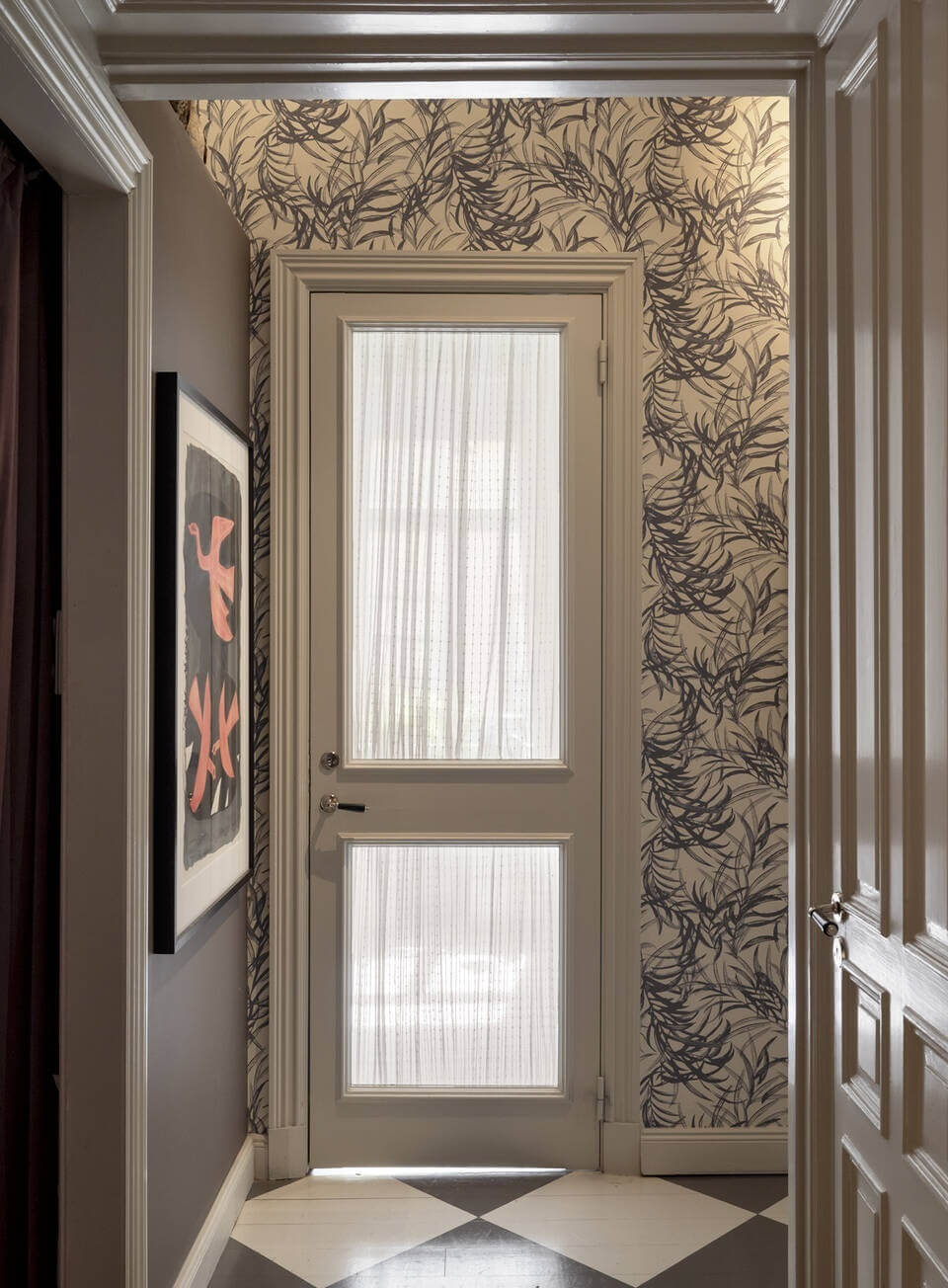 Bright, Spacious Rooms in a Classic Stockholm Apartment 13 hallway checkerboard floor