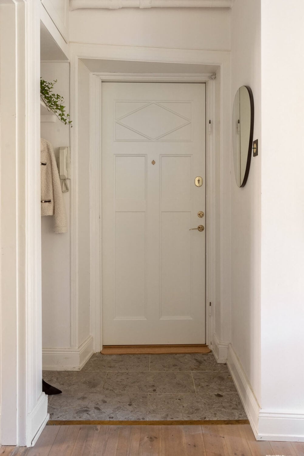 A Tiny Minimalistic Apartment in Stockholm 14 hallway with open built in closet