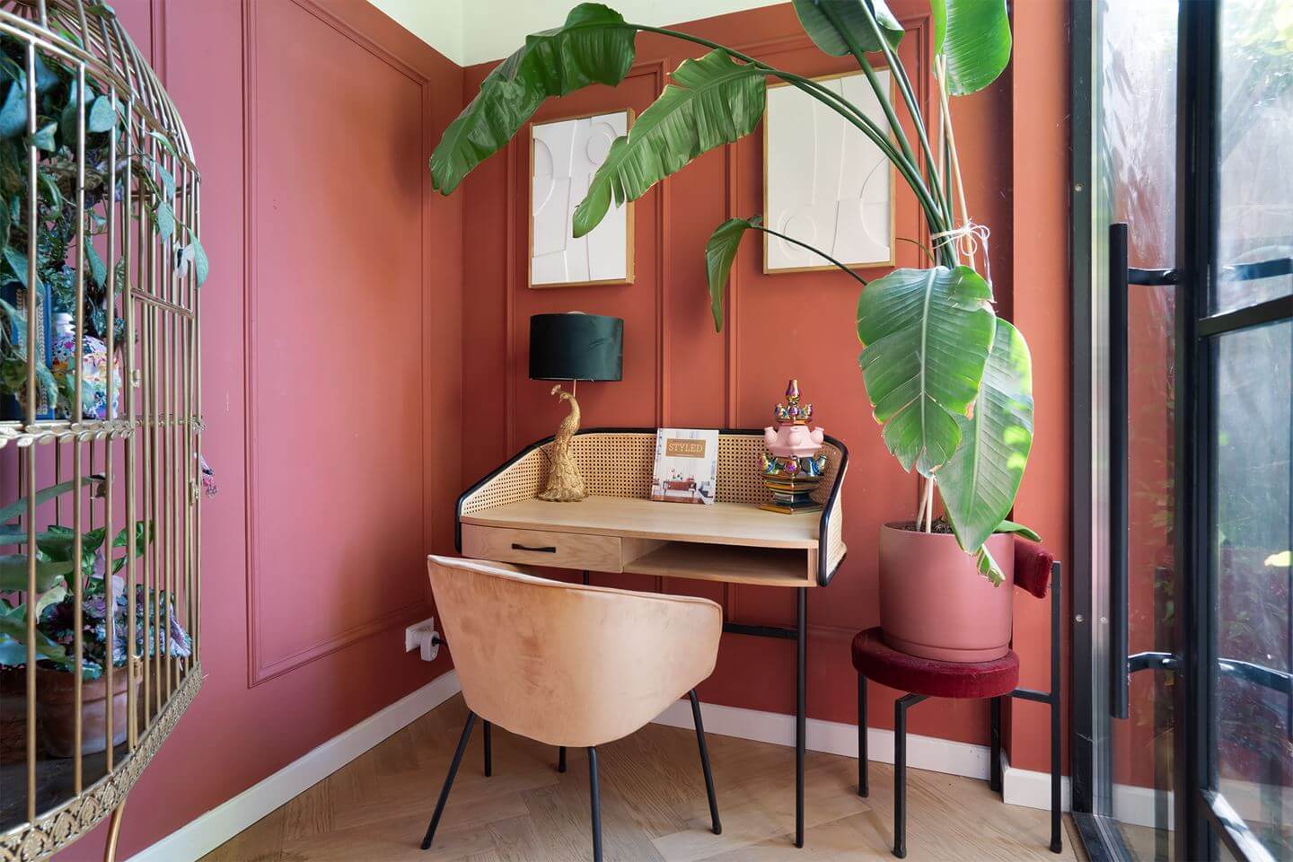Rich Colors in a Charming Late 19th-Century Home in The Netherlands 7 home office plants terracotta walls nordroom
