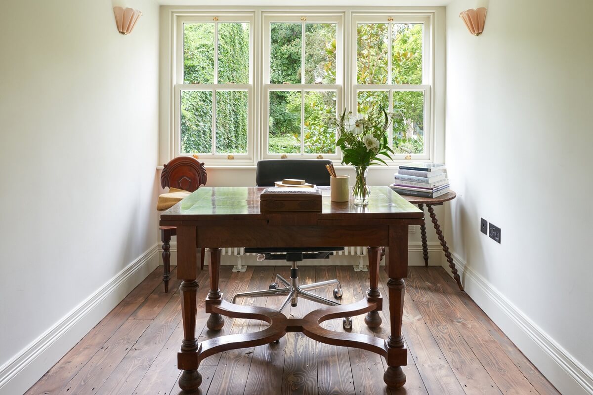 A Luxurious Two-Bedroom Maisonette in Primrose Hill 13 home office with wooden desk
