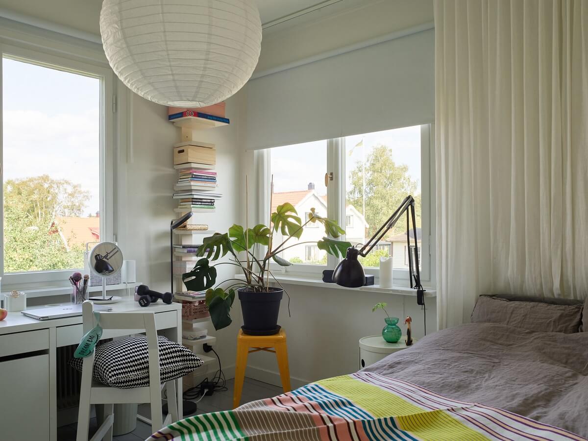 A 1940s House with Painted Floorboards in Sweden 18 kids bedroom with desk