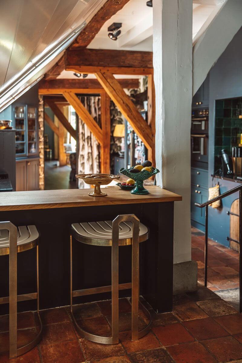 An Eclectic Colorful House in an Old Dutch Farmhouse 12 kitchen bar seating