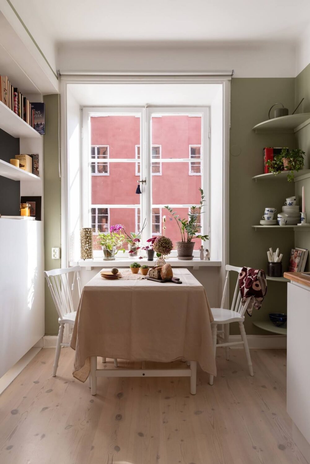 A Stockholm Studio Apartment with Warm Earthy Textiles 16 kitchen dining table