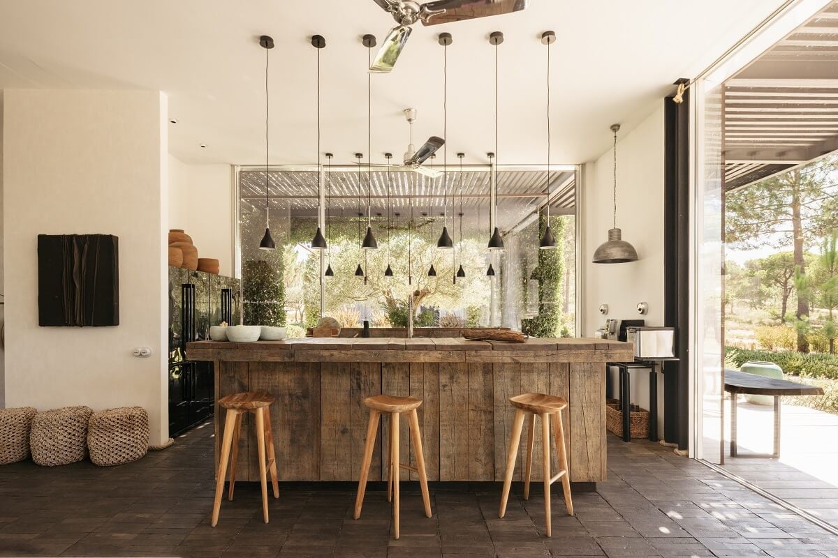 An Eco-Retreat Made from Upcycled Materials in Portugal 2 kitchen rustic wooden island An Eco-Retreat Made from Upcycled Materials in Portugal