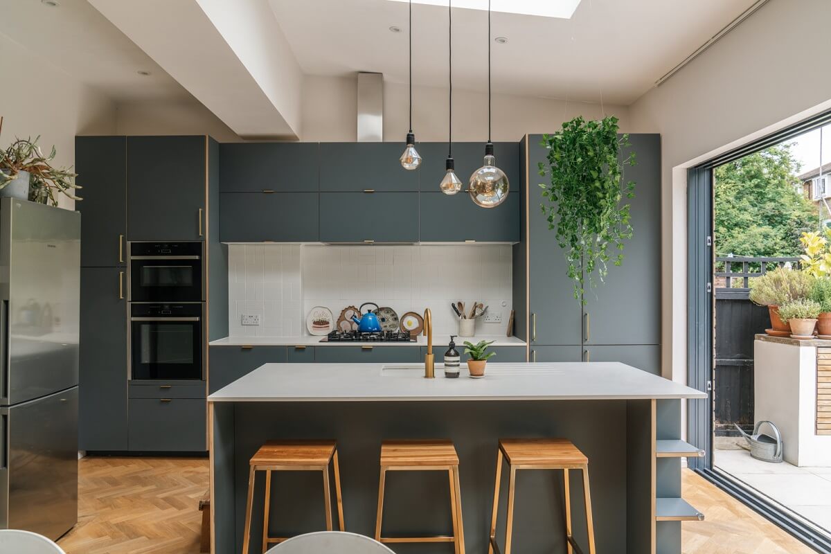 A Dark Blue Living Room in a Historic London Home 8 kitchen