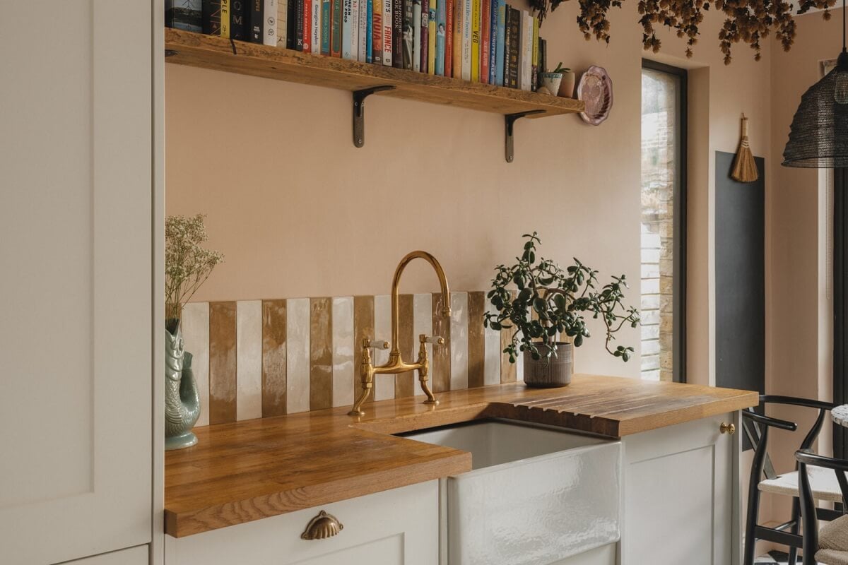 A Charming Victorian House with a Lovely Kitchen 2 kitchen with striped splashback