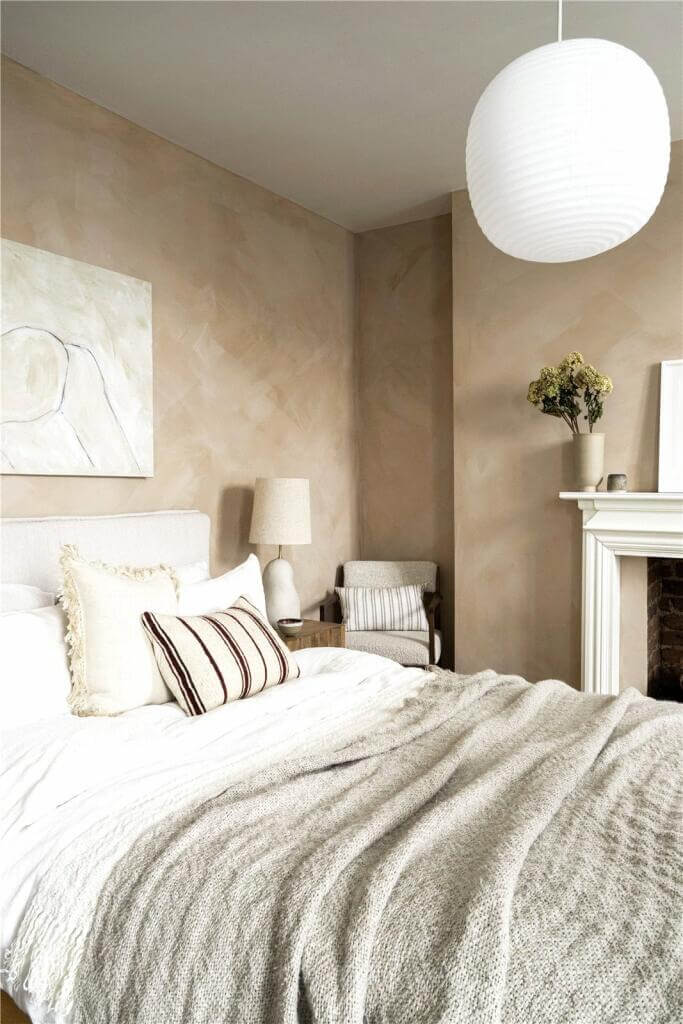 A Stylish Two Bedroom Maisonette in London 11 light plaster pink bedroom